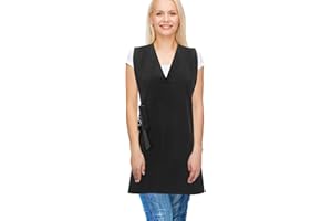 Healvian Tablier De Coiffeur Respirant Avec Col En V Et En Maille Tablier De Coiffeur Professionnel De Coiffeur Avec Coupe De Coiffeur Pour Femme Soie Noire