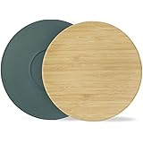 BIOZOYG Bio Bambus Teller-Set flach Bambusoptik Petrol I Speiseteller 4er Set rund Ø 21,5 cm I Umweltfreundliches Melamin Bam