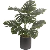Nettenevime Yapay &Ccedil;i&ccedil;ek Monstera Deve Tabanı Siyah Saksılı Salon &Ccedil;i&ccedil;eği 15 Yaprak