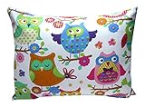Kissenhülle Babykissen 30 X 40 cm "Große Eulen Weiß Punkte Pink-Weiß" Eule Vögel Vogel Kissenbezug für Kissen 100 % Baumwolle BW Kinderzierkissen Mädchen Jungen von TryPinky
