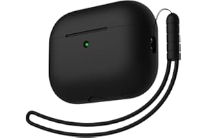 KOKOKA Custodia in Silicone Compatibile con Airpods Pro 3 Generazione Case, Case Cover Protezione Completa in Silicone Morbido per AirPods Pro 3 con Cordino, LED Anteriore Visibile, Nero