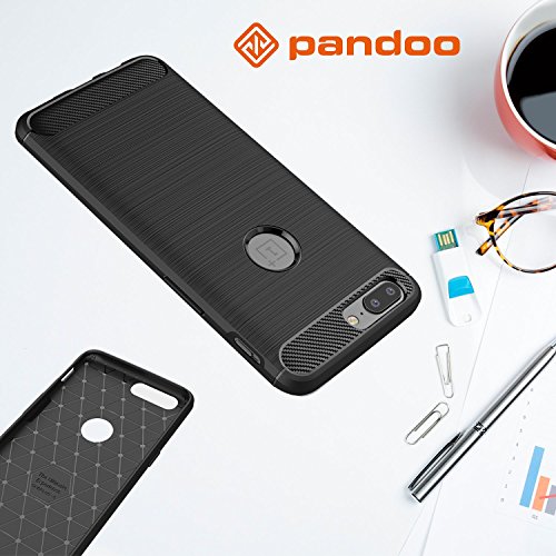 Funda OnePlus 5 Pandoo  Cubierta De Fibra De Carbono Para OnePlus 5 El Caso De Textura Perfecta Oneplus 5  Antideslizante  Antihuella  Anti-Scratch Armadura Negra  Carcasa Funda OnePlus 5