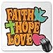 Produktbild BGLKCS Hope Mauspads Mouse Pad, Grunge Faith Hope Love Quote with Religious Symbols Cartoon Style Vintage Letters, Standard Size Rectangle Non-Slip Rubber Mousepad, Multicolor