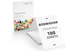BORN4SHIP A4 Thermopapier Kompatibel für BORN4SHIP P83 Mobiler Drucker und andere tragbare A4 Thermodrucker, P83 Druckerpapier, 210x297mm, 100 Blatt