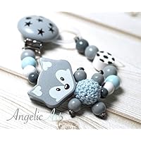 Schnullerkette-ohne-NAMEN-Junge- 3D Fuchs- FUßBALL-Silikonring