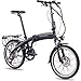 Produktbild CHRISSON 20 Zoll E-Bike Klapprad EF2 schwarz matt - E-Faltrad mit Bafang Nabenmotor 250W, 36V, 30 Nm, Pedelec Faltrad für Damen und Herren, praktisches Elektro Klapprad