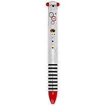 Legami - Click&Clack pen met twee kleuren, rode en zwarte inkt, drukstift, ideaal voor school, kantoor, thuis, schattige robotstift, cadeau-idee, voor kinderen en volwassenen, tweekleurig, diameter