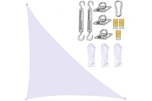 BXFUL Garden Sail Canopy, Triangle Sun Sail Shade with Fixing Kit, 3 Ropes, Waterproof, UV Block, Right Angle Garden Shade Sails Sunshade Awnings for Outdoor Patios (White,3m x 4m x 5m)