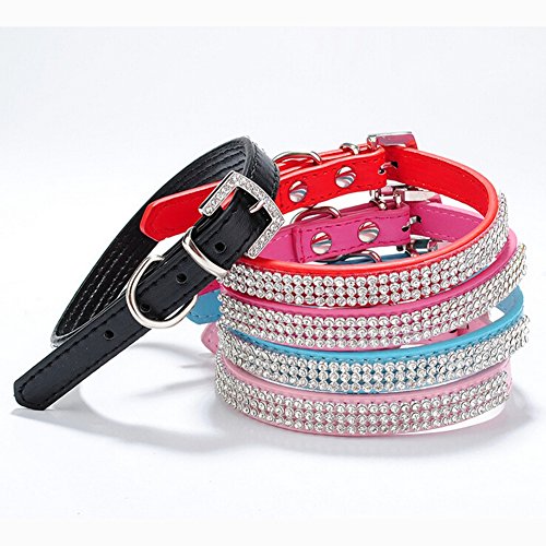 2-Rows-Rhinestone-Bling-Heart-Studded-Leather-Dog-Collar-For-Small-Or-Medium-Pet-Collar-Assorted-Colours