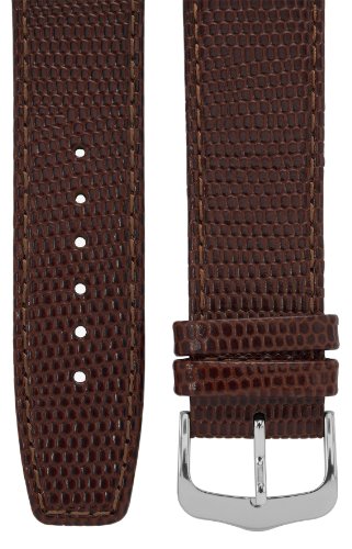 Uhrenarmband 22 mm Leder braun, Eidechsen-Optik, Länge 75x115mm, Aluminium-Dornschließe