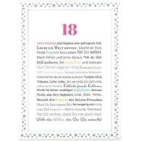 18. Geburtstag - Geschenkidee zur Volljährigkeit - Personalisiertes Bild mit Rahmen als Geschenk für den jungen Erwachsenen - Geburtstagsgeschenk für Mädchen / Frauen oder Beigabe zum Geldgeschenk