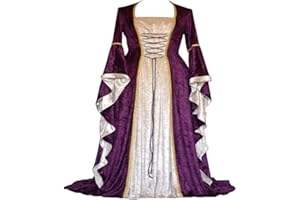 Gammify Abito da donna retrò medievale con maniche a tromba, stile medievale vittoriano, per il rinascimento, per carnevale, Halloween, feste, principessa