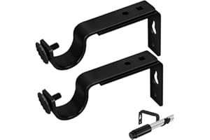 AZLANWAY Soporte para barras de cortina, 25 mm, soporte para cortinas con tornillos, 2 unidades de metal ajustable, soporte de pared negro, para casa, oficina, dormitorio, armario, baño (negro)