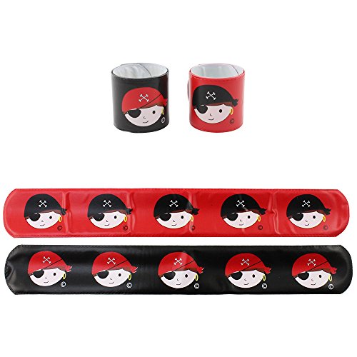 COM-FOUR® Piraten-Geburtstagsfeier-Set für bis zu 6 Kinder – Piratenhut, Augenklappe, Wimpelkette, Flagge, Teller, Becher, Servietten, Pflaster - 5