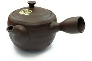 TEACLUB Kyusu - Tetera japonesa de cerámica Kyusu de 270 ml con asa lateral y colador de té de acero inoxidable integrado, tetera con una sola mano para preparar té verde, color marrón