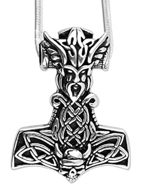 Anhänger Thors Hammer Thorhammer Wikinger 925er Sterling Silber Keltischer Schmuck Amulett Schutzamulett mit 1,2mm...