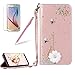 Produktbild Girlyard für Galaxy S5 Mini Diamant Turm Schmetterling Blume Lederhülle, Bling Glitzer DIY Crystal Schutzhülle Luxus Premium PU Flip Case mit Lanyard Strap Standfunktion Kartenfach Magnetverschluss Etui für Samsung Galaxy S5 Mini