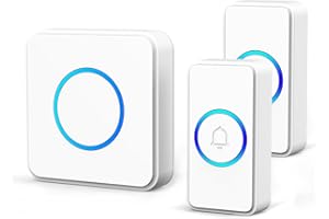 AIPOTEC Timbre Inalámbrico 2 Receptor, IP65 Impermeable 400m Timbre Inalámbrico Exterior, 32 Melodías, 5 Niveles de Volumen, Adecuado para Casa Hotel Emergencia etc(2 transmisors + 1 receptore)