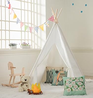 DeceStar Couleur Blanche avec le fond et de fenêtre Enfants Teepee Playhouse Indoor