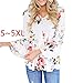 Produktbild TianWlio Langarm Bluse Damen Frauen Herbst Beiläufig Blumen Drucken Lange Aufflackernhülse Oberteile T-Shirt Bluse Rundhals Lange Hülsen Spleiß Blusen Oberseiten Kleidung T-Shirt Tops Pullover