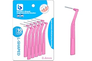 BOULTON UK BOULTON Angle Interdental Brushes – Pack of 10 | L Shape Interdental Brush for Teeth Clean Oral Hygiene Tooth Floss | Dental Picks Interdental Toothpick Stick Toothbrushes Teeth Brushes (0.4mm)
