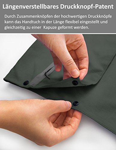 3-tlg Fitness-Handtuch Set mit Reißverschluss Fach + Magnetclip + extra Sporthandtuch | zum Patent angemeldetes Multifunktionshandtuch, Fit-Flip Microfaser Handtuch - 5