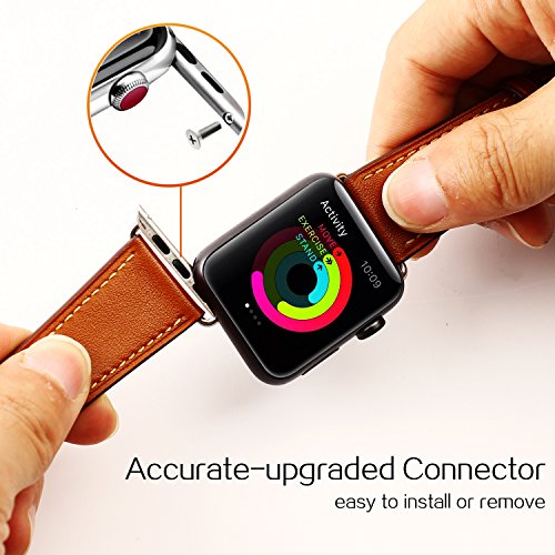 For Apple Watch Band 42mm Mkeke Genuine Leather For iWatch Bands Brown