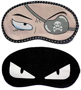 Jenna Patch Eye White Eye Cartoon Face Sleeping Eye Mask (Pack Of 2)