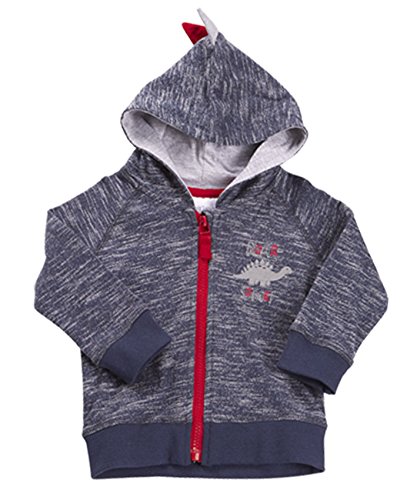 BABYTOWN Baby Boys 100% Cotton Dinosaur Hoody Zipper Dino Hoodie Top Gift (12-18 MONTHS 86CM, DENIM)