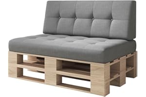 sunnypillow Palettenkissen Kaltschaum Palettenauflage Palettenpolster Palettensofa Sitzkissen Rückenlehne gesteppt 2er Set Silver
