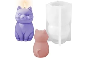 BAFIWU Molde de silicona para fundición de velas, molde de silicona con forma de gato, portavelas, para fundir animales, para manualidades, decoración de mesa de gato