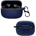 LIRAMARK Silicone Cover Case with Carbiner Compatible with JBL Wave Beam/JBL Vibe Beam (Blue)