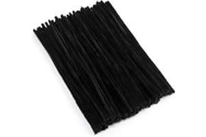 Qikaara 200pcs Black Pipe Cleaners, 30cm x 6mm Craft Chenille Stems/Wire Bending Plush, Cleaner Strips for DIY, Arts, Crafts Project, Decoration