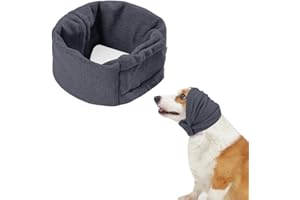 LELEWANGLUO Beruhigende Ohrenschützer für Hunde, Haustier Ohrenklappe Kopfwickel, Einstellbare Klettverschluss Hund Ohrenwärmer für Angst Relief Haustier (grau, M)