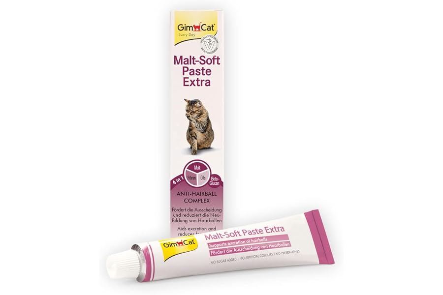 GimCat Malt-Soft Extra, pasta con malta- Anti-Hairball snack para gatos favorece la excreción de bolas de pelo - 1 tubo (1 x 