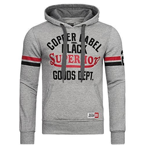 OZONEE Herren Sweatshirt Pullover Kaputzenpullover Pulli Sweats Motiv J.STYLE J002 2XL GRAU