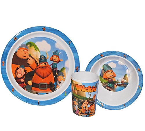 Preisvergleich Produktbild Unbekannt 3 tlg. Geschirrset Wickie und die Starken Männer - Melamin - Trinkbecher +..