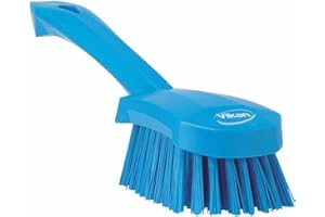 Vikan 41923 Stiff Washing / Scrubbing Hand Brush, Short Handle, 270mm (Blue)