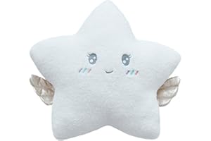 FUNTHY Morbido cuscino in peluche, cuscino decorativo per divano e cameretta dei bambini, cuscino per coccole, sfondo per foto dei bambini, 56 x 30 cm, stella