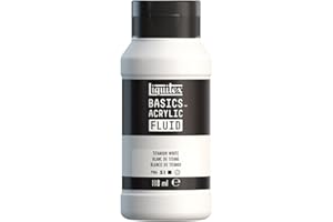 Liquitex 8870413 Basics Fluid - Peinture acrylique à consistance fluide, à séchage rapide, résistante à la lumière, imperméable, à base d'eau, Flacon de 118 ml, Blanc de Titane