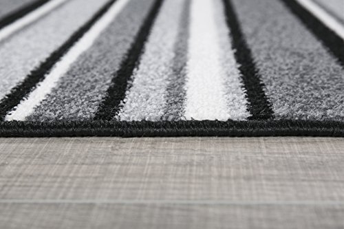 Andiamo 1100306 Teppich Plano, Läufer mit Streifen, 65 x 200 cm, schwarz / weiß - 3
