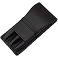 Lanxivi Leather fountain pen case for 3 Pens Pouch Separate Slot Organizer Carrying Case Black Color