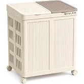 Mega Boy Havalandırmalı &Ccedil;amaşır Sepeti - 100 Litre Oyuncak Kutusu - Tekerlekli - &Ccedil;ift B&ouml;lmeli 2x50 LT - 49.5x36x61 cm - PP+ T