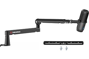 THRONMAX Bars Micro, Support de Microphone ajustable à profil bas avec gestion des câbles pour Blue Yeti HyperX Quadcast Shure Rode Razer Seiren Mini SoloCast Elgato Wave,Boom arm universel，Noir