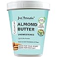 Jus' Amazin Crunchy Almond Butter - Unsweetened (1 Kg Tub) | 25% Protein | Only Whole Almonds (100% Pure) | Zero Additives | 100% Natural | Vegan | Dairy Free | Keto | Plant Based Nutrition | Clean Nutrition