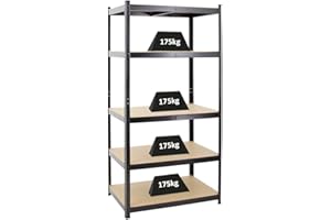 ‎PROREGAL PROREGAL Schwerlastregal Taurus für Gesamtlast 875kg Maße: 180x90x60 Schwarz, Garagenregal Kellerregal Werkstattregal Lagerregal Steckregal