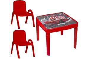 A406 Kids Childrens Plastic Study Garden or Inside table and chairs set for Boys and Girls Red Blue Green Pink