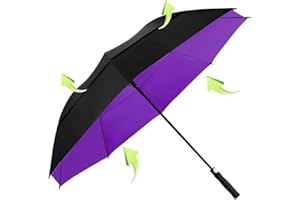 KOLER Golf Umbrella 62 Inch, UV Sun Protection Large Umbrellas Double Vented Canopy Auto Open, Windproof & Rainproof & Sunproof Extra Oversize Golf Stick Umbrella for Men and Women-Black/Purple