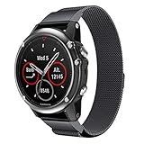 HappyTop Milanaise-Magnet-Armband aus Stahl für Garmin Fenix 3/Fenix 3 HR/Fenix 5X/Fenix 5X Plus Smart Watchband Ersatzarmband für Armbanduhr-Armband-Abstand, Unisex, Schwarz