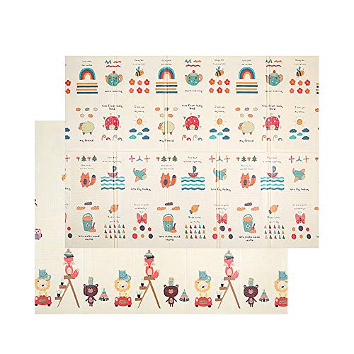 Preisvergleich Produktbild Blanketswarm Krabbelmatte, faltbar, doppelseitig, wasserdicht, Babypflege, Spielmatte, XPE Schaumstoff, für drinnen und draußen, 79 x 150 x 1 cm, Animal Park, 200x150cm